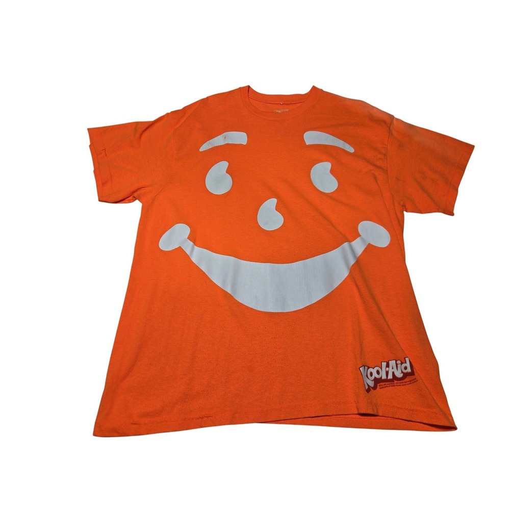 Kool-Aid Man Face Graphic Orange T‎ Shirt Men's L Retro
